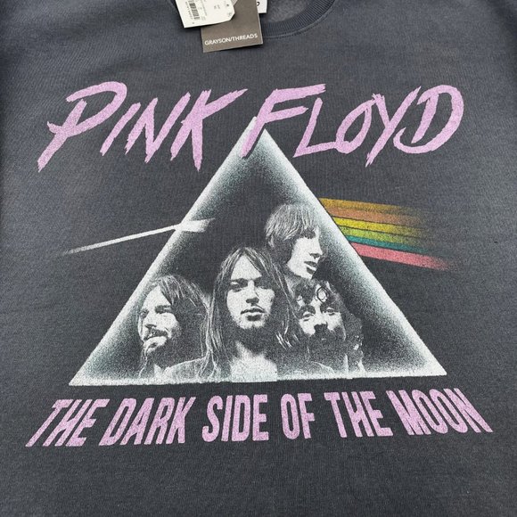 Pink Floyd The Dark Side of the Moon Gray Womens Size XL Crop Top Sweatshirt-NWT - Picture 2 of 4